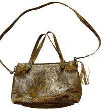 Load image into Gallery viewer, Labrado Leather Purse Tooled Cognac Brown Convertible Crossbody Western Bag
