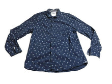 Load image into Gallery viewer, MBX Shirt Adult Large Navy Blue Denim Wear Jelly Fish AOP Slim Fit Button Up Men
