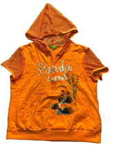 Load image into Gallery viewer, Panda Land Shirt Womens 4 Orange 1/2 Zip Hooded Fishnet Sequins Beaded Calida
