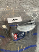 Load image into Gallery viewer, CHAPS Ralph Lauren Sweater Adult Medium Gray Blue Striped Crest Logo Knitted Men
