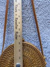 Load image into Gallery viewer, Straw Purse Round Box Bow Linen Lining Boho Festival Crossbody
