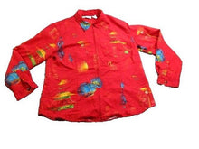 Load image into Gallery viewer, Chico’s Shirt Womens 2 (Large) Asian Pagoda AOP Zip Up Shacket Colorful Soft
