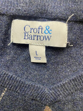Load image into Gallery viewer, Croft &amp; Barrow Sweater Adult Large Blue Argyle Diamond Outerwear Nylon Mens
