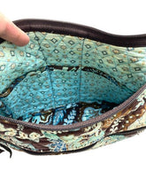 Load image into Gallery viewer, Vera Bradley Small Purse Teal Brown Quilted Paisley Shoulder Bag Handbag

