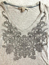 Load image into Gallery viewer, Zara Collection Shirt Womens Medium Gray V-Neck Flower Retro Casual Blouse Lady
