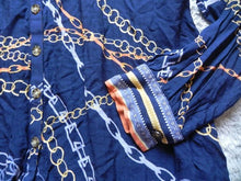 Load image into Gallery viewer, Democracy Shirt Womens 2X Button Up Allover Chain Print Blouse Plus Ladies NWT
