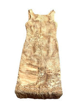 Load image into Gallery viewer, Conrad C Collection Dress Womens 14 Tan Brown Maxi Leopard Tropical Rayon Slit
