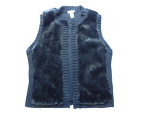 Load image into Gallery viewer, Chico's Vest Womens 2 Black Open Front Faux Fur Sweater Outerwear Ladies
