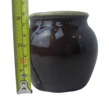 Load image into Gallery viewer, Vintage Crock Bean Pot - Brown Glaze - USA Pottery - 3" Tall

