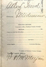 Load image into Gallery viewer, 1892 Arrest Warrant Misdemeanor Watch Theft Savanah Georgia Antique Ephemera
