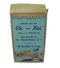 Load image into Gallery viewer, Antique 1932 Ice Cream Box Vic and Kai Peel-Pail Advertising One Pint Bloomer
