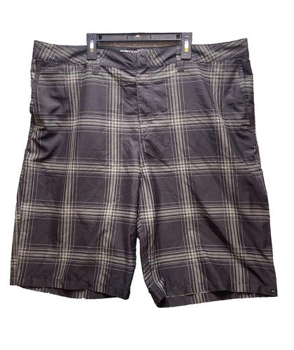 Quiksilver Amphibian Shorts Mens 40 Black Plaid Surf  Fishing Swim Outdoors