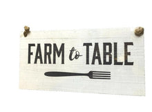 Load image into Gallery viewer, Farm to Table Wall Art Kitchen Fork Home Farmhouse Decor Outdoor Wood Sign
