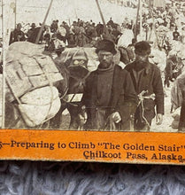 Load image into Gallery viewer, Stereoview Photo Card 1898 Minors MiningClimb The Golden Stair Peterson's Trail
