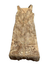 Load image into Gallery viewer, Conrad C Collection Dress Womens 14 Tan Brown Maxi Leopard Tropical Rayon Slit
