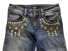 Load image into Gallery viewer, Vintage Allen B Jeans Womens 2 (27x26) Y2K Jeweled Embellished Cut-Off Straight
