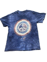 Load image into Gallery viewer, The Mountain Shirt Adult Medium Blue Peace Sign USA Flag Tie Dye Streetwear Mens
