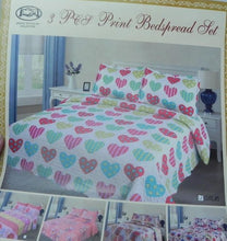 Load image into Gallery viewer, Twin Size Bedspread Quilt Hearts Valentines 2 Piece Pillow Sham Lightweight
