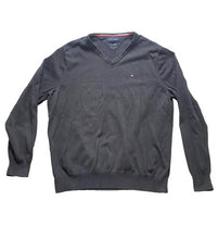 Load image into Gallery viewer, Vintage Tommy Hilfiger Sweater Adult Extra Large Black V-Neck Outerwear Mens
