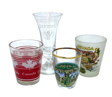 Load image into Gallery viewer, Vintage Shot Glasses - Lot of 4 - Canada Bavaria Germany Nevada Jagermeister
