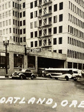 Load image into Gallery viewer, 1949 Bus Depot Real Photo Postcard RPPC Portland Oregon Buses Cars Street Scene
