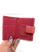 Load image into Gallery viewer, Fossil Wallet Card Holder Coins Pockets Studded Genuine Leather Pink Orange

