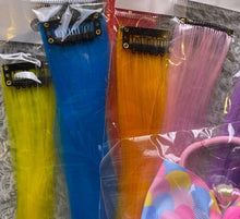 Load image into Gallery viewer, Hair Extensions 16 Pack Clip-in Colorful Braids Bows Ties Party Sleepover NEW
