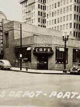 Load image into Gallery viewer, 1949 Bus Depot Real Photo Postcard RPPC Portland Oregon Buses Cars Street Scene
