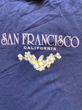 Load image into Gallery viewer, VTG San Francisco California Shirt Womens Extra Large Navy Butterfly Flower 80s

