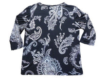 Load image into Gallery viewer, Chicos Shirt Womens 2 Black &amp; White Paisley Print Flowy Blouse Spandex Ladies
