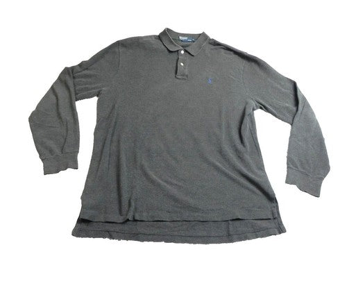 Ralph Lauren Shirt Adult Extra Large Black Preppy Hi Low Collared Golf Polo Mens