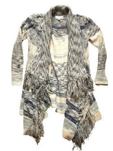 Load image into Gallery viewer, Knox Rose Sweater Womens Medium Peach Gray Oversized Waterfall Fringe Cardigan
