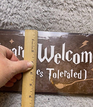 Load image into Gallery viewer, Harry Potter Sign Wizards Welcome Wooden Hanging Wall Decoration NEW
