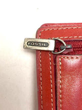 Load image into Gallery viewer, Fossil Wallet Card Holder Coins Pockets Studded Genuine Leather Pink Orange
