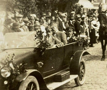 Load image into Gallery viewer, Vintage Real Photo Postcard Military Horse Carriage Street Parade Crowd RPPC
