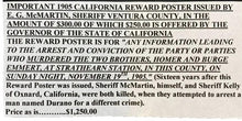 Load image into Gallery viewer, 1905 Reward Poster Wanted Double Murder Arrest Conviction Antique Watch Ephemera
