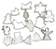 Load image into Gallery viewer, Vintage Cookie Cutter Lot of 15 Holiday Santa Christmas Tree Bell Metal Tin
