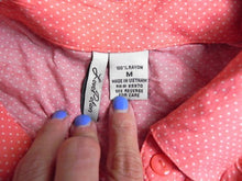 Load image into Gallery viewer, Love Potion Shirt Womens Medium Peach Pastel Polkadots Flowy Boho Blouse Rayon
