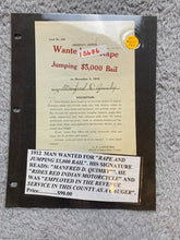 Load image into Gallery viewer, 1912 Wanted Poster Rape Jumping Bail Red Indian Motorcycle Antique Ephemera
