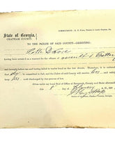 Load image into Gallery viewer, 1891 Arrest Warrant Assault &amp; Battery Georgia County Jail Antique Ephemera
