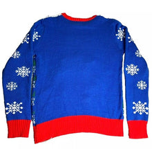 Load image into Gallery viewer, Bob Ross Sweater Adult Medium Blue Lights Up Ugly Christmas Paint Spencers Mens
