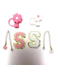 Load image into Gallery viewer, Stanley Cup Accessories Silicone Straw Cover Initial Charm Chenille Letter S 6pc
