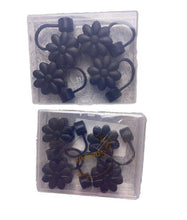 Load image into Gallery viewer, Black Flower Straw Toppers Reusable Cover Cap Tumbler Drinking 8 Pack
