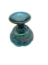 Load image into Gallery viewer, Vintage Carnival Glass Iridescent Harvest Blue Candle Holder

