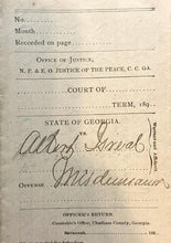 Load image into Gallery viewer, 1892 Arrest Warrant Misdemeanor Watch Theft Savanah Georgia Antique Ephemera
