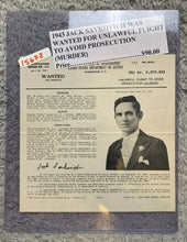 Load image into Gallery viewer, 1943 FBI Wanted Poster Issued by John Edgar Hoover for Escape Murder Ephemera

