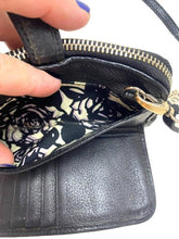 Load image into Gallery viewer, Brighton Crossbody Wallet Black Pebbled Leather Studded Convertible Adjustable
