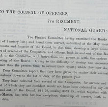 Load image into Gallery viewer, 1858 Report of the Finance Committee National Guard 7th Regiment
