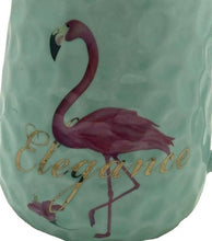 Load image into Gallery viewer, Flamingo Coffee Cup Mug with Lid Soup Mint Green NIB
