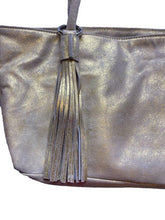 Load image into Gallery viewer, Olivia Riegel Purse Gold Shimmer Tassel Key Fob Luxury Wedding Formal Shoulder
